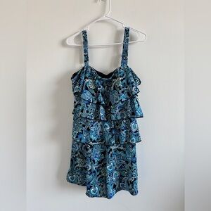 A Shore Fit Womens Swim Dress Size 20W vacation beach resort wear babydoll tier